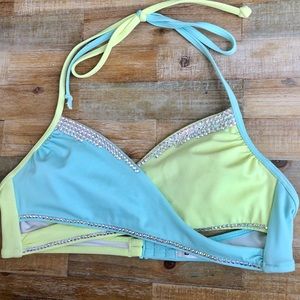 Blue and Yellow Rhinestoned Pro Dance/ Cheer Top